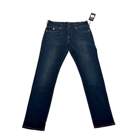 NWT True Religion Geno SN Flap Slim Jeans Men’s Size 30 Dark Scorched Wash - Picture 1 of 10
